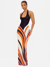 Vestido largo, Vestido de evento, Vestido ajustado, Tienda online, Ropa femenina, Outfit elegante, Moda mujer, Moda femenina, Estampado multicolor, Diseño con cordones
