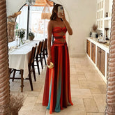 Vestido largo, Vestido elegante, Vestido casual, Tienda online, Ropa femenina, Outfit verano, Moda mujer, Moda femenina, Efecto ombré, Aberturas frontales
