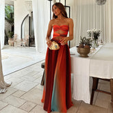 Vestido largo, Vestido elegante, Vestido casual, Tienda online, Ropa femenina, Outfit verano, Moda mujer, Moda femenina, Efecto ombré, Aberturas frontales
