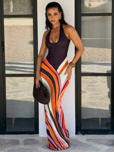 Vestido largo, Vestido de evento, Vestido ajustado, Tienda online, Ropa femenina, Outfit elegante, Moda mujer, Moda femenina, Estampado multicolor, Diseño con cordones
