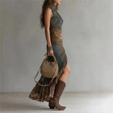 Vestido "Desert Muse" Estilo Boho-Grunge con bajo irregular - Naos