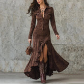 Vestido "Wild west". Elegancia rustica con bajo asimetrico - Naos
