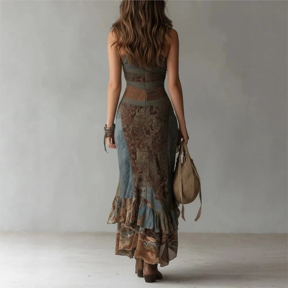 Vestido "Desert Muse" Estilo Boho-Grunge con bajo irregular - Naos