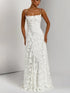 Vestido largo, Vestido elegante, Vestido de gala ajustado, Tirantes finos, Tienda online, Ropa femenina, Outfit noche, Ocasiones especiales, Moda mujer, Falda encaje
