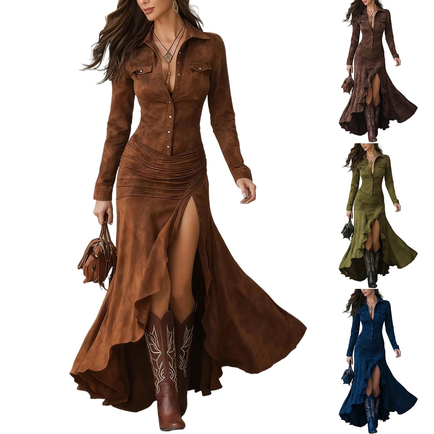 Vestido "Wild west". Elegancia rustica con bajo asimetrico - Naos