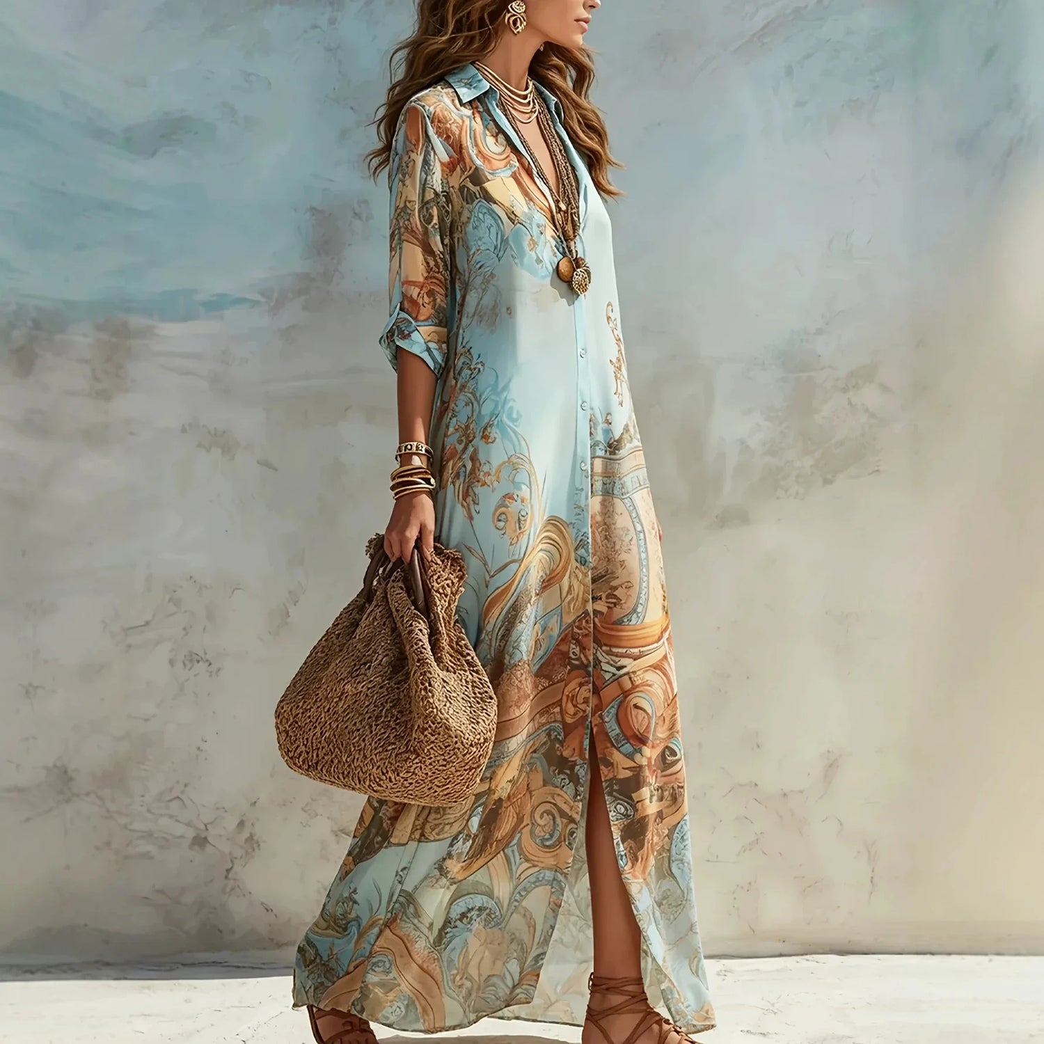 Vestido largo, Vestido femenino, Vestido elegante, Vestido azul cielo, Tienda online, Ropa femenina, Outfit vintage, Moda mujer, Moda femenina, Diseño retro
