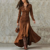 Vestido "Wild west". Elegancia rustica con bajo asimetrico - Naos