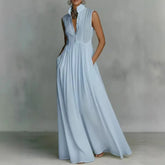 Vestido largo, Vestido elegante, Vestido bohemio, Tienda online, Sin mangas, Ropa femenina, Outfit boho, Moda mujer, Corte holgado, Botones
```