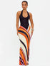 Vestido largo, Vestido de evento, Vestido ajustado, Tienda online, Ropa femenina, Outfit elegante, Moda mujer, Moda femenina, Estampado multicolor, Diseño con cordones
