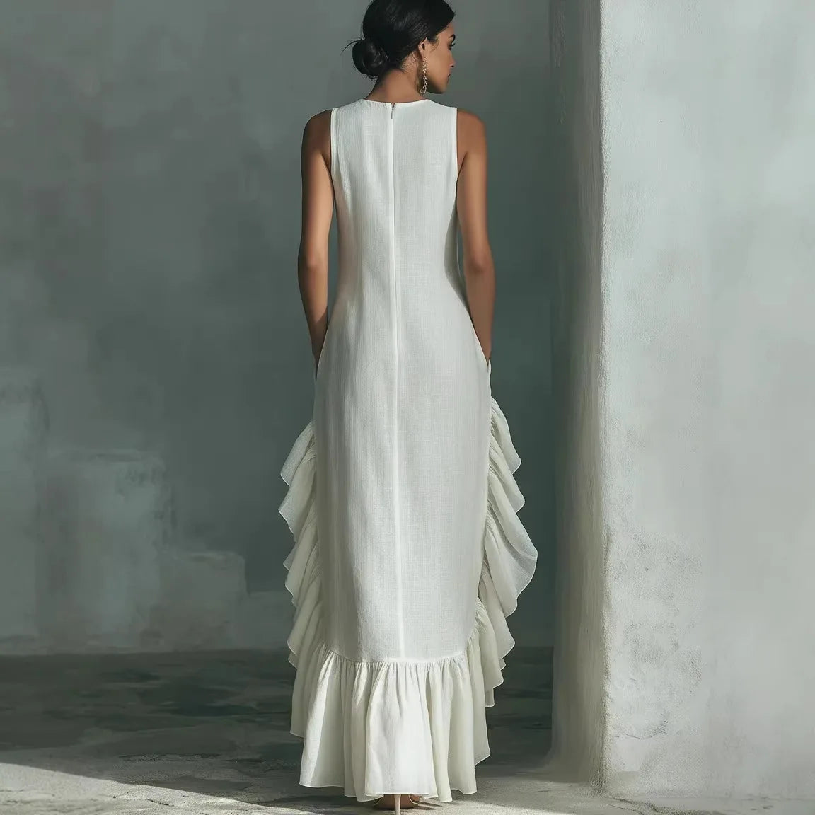 Volantes esculturales, Vestido holgado, Vestido fluido, Vestido elegante, Vestido Cloud, Tienda online, Ropa femenina, Outfit moderno, Moda mujer, Moda femenina
