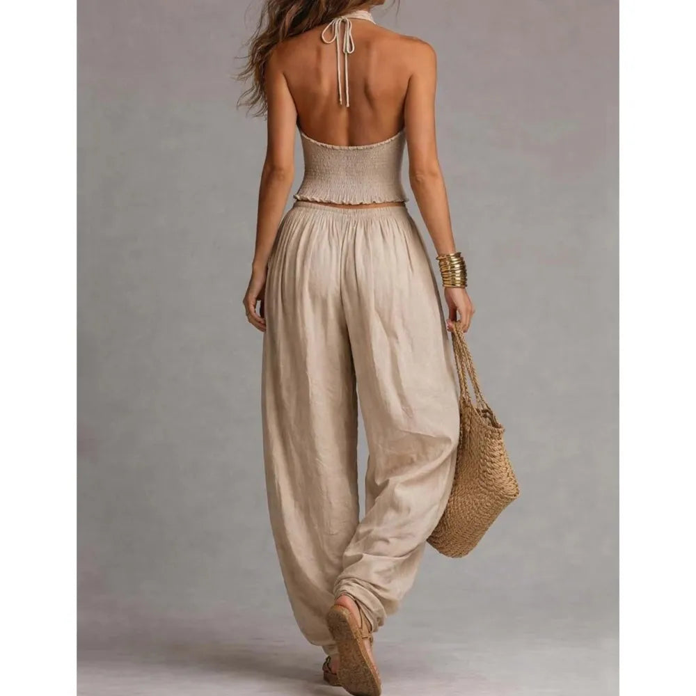 Conjunto Vacacional de Dos Piezas con Pantalón Ancho - Naos
